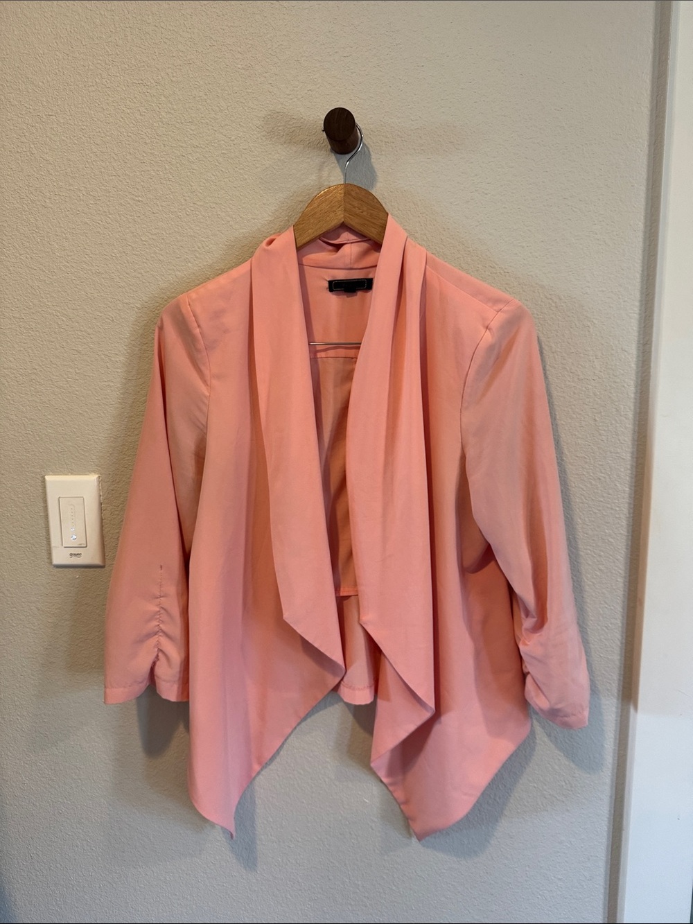 Pearl Draped Open-Front Blazer in Soft Pink